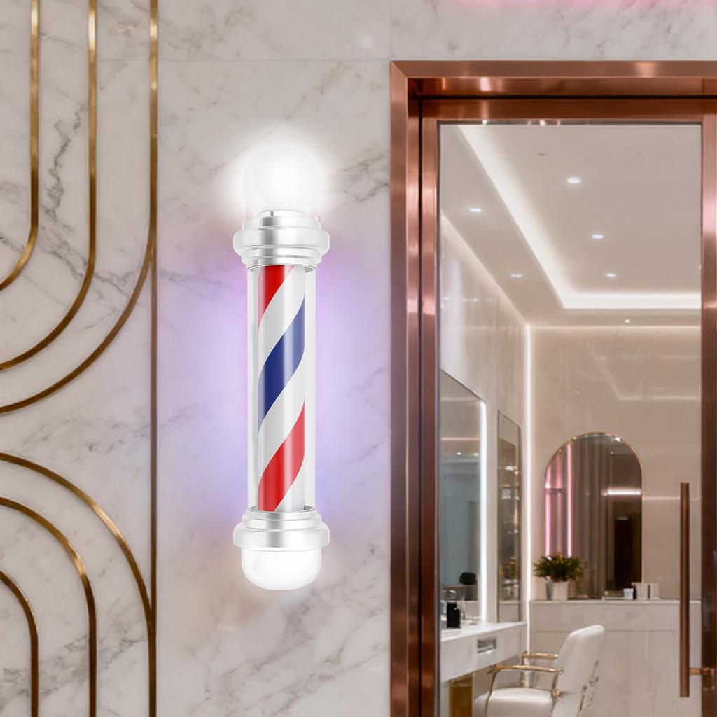 85cm Wall Mounted LED Barber Pole Light, Red White Blue Rotating Sign for Salon Shop Window Decor, Advertising Display Light