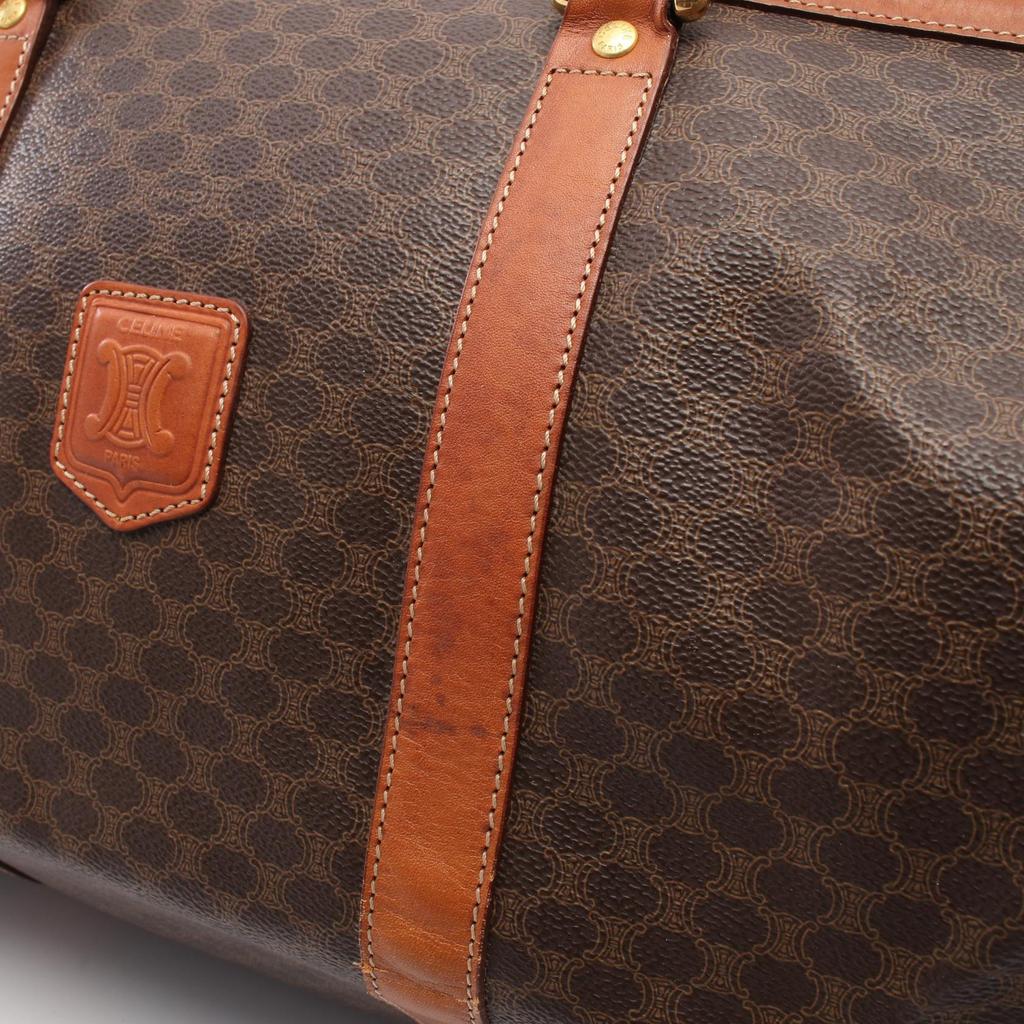 Used CELINE Madakam Boston bag PVC coated canvas leather Brown Used Women