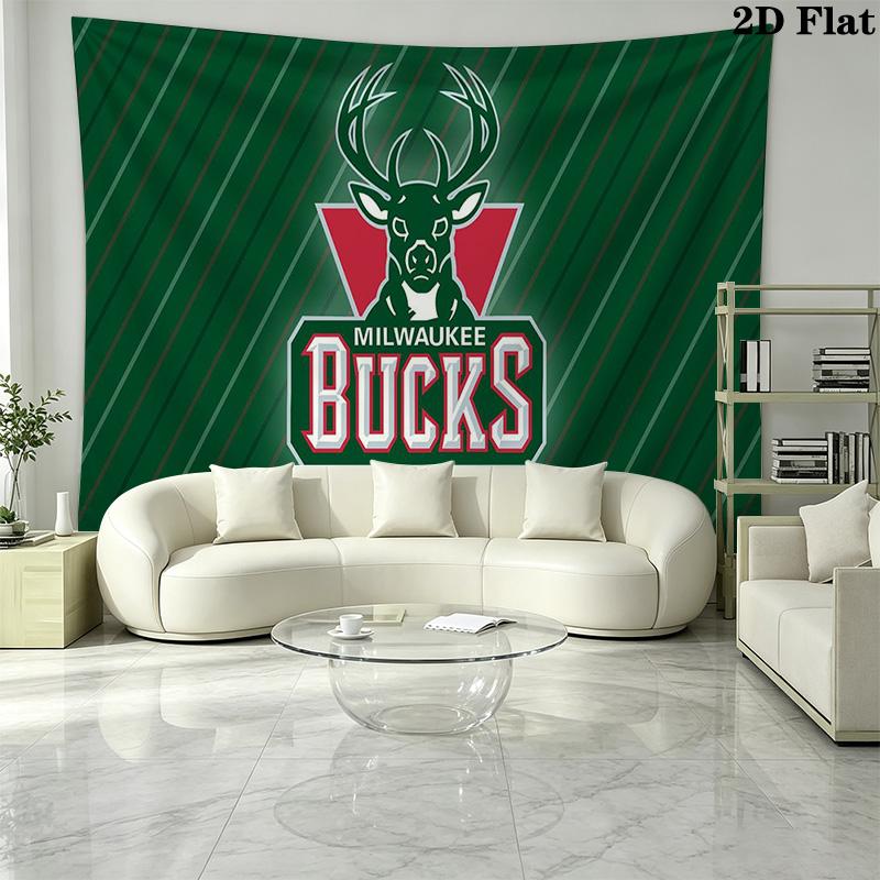 Milwaukee Bucks Logo Wall Tapestry Aesthetic Wall Hanging Printed Fabric Blanket Decorative Tapestries for Bedroom Living Room Home Decor