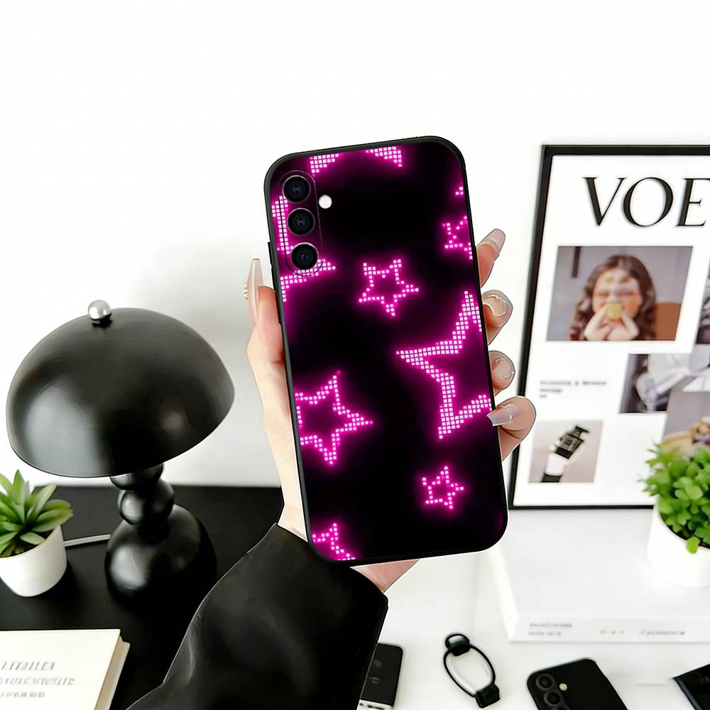 Y-y2K Star Aesthetic Phone Case Black Silicone Soft For Samsung Galaxy A73,A72,A71,A70,A53,A52,A51