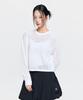 Emelbi Women'S Varsity Crochet Crop Sweater Pullover Ny (Ivory)