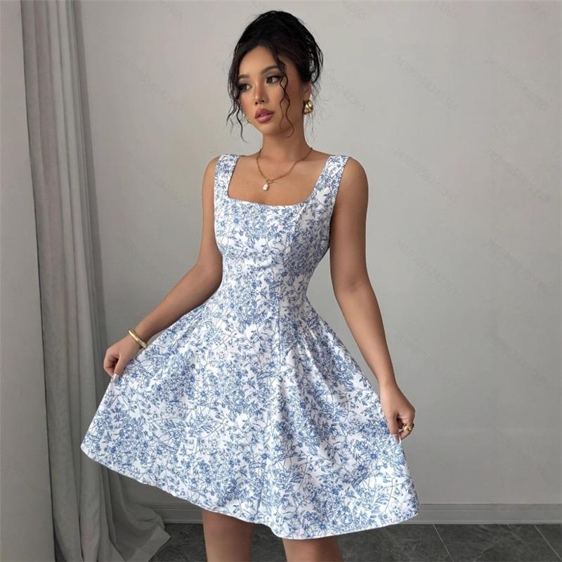 Women s Elegant Bohemian-style Floral Dress For Summer L