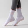 Women's Mid-Calf Non-Slip Yoga Socks with Bow and Heart Embroidery