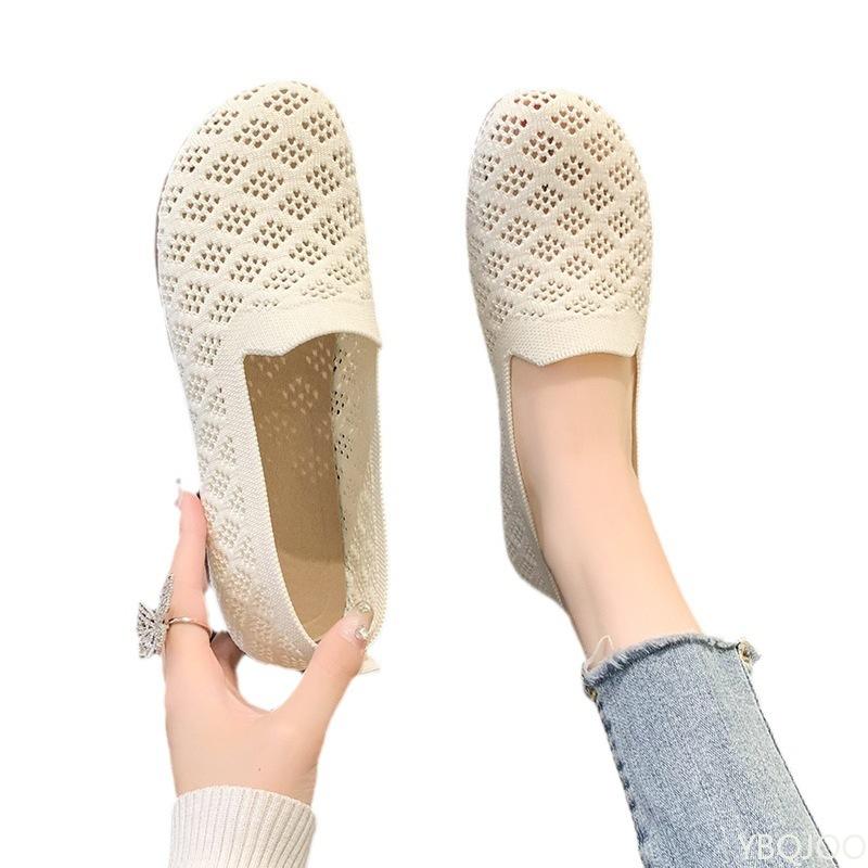 Fashion Summer mesh breathable flat shoes breathable lace casual comfortable lightweight sports shoes summer women's flat shoes
