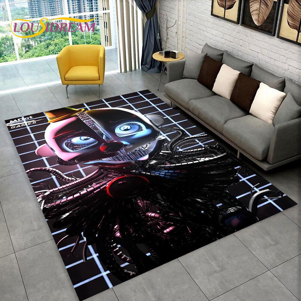 Horror Game FNAF Movie Freddy Bonnie Carpet Rug for Home Living Room Bedroom Sofa Doormat Decor,kids Play Area Rug Non-slip Mat