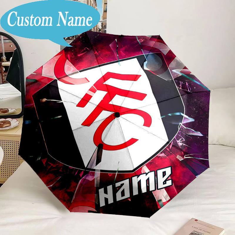 Custom Name Umbrella Fulham FC Crest Umbrella 8-Frame for Travel, Camping, Casual Lightweight Portable, Essential for Family Gifts
