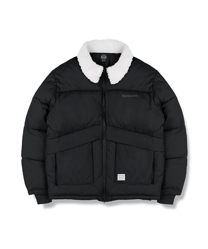 Np Studio Universal Fur Collar Puffer Short Padded Jacket Black