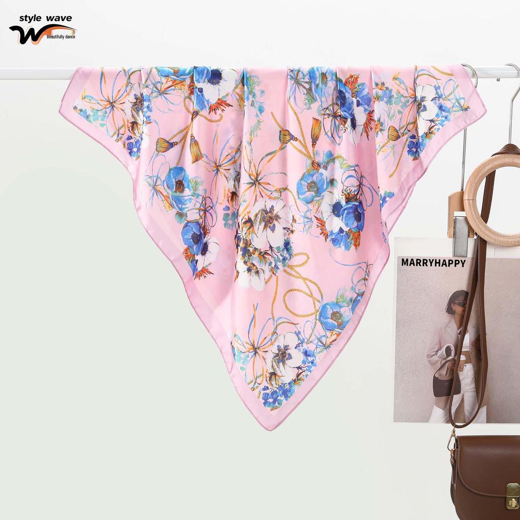 Romantischer Seidenschal für Damen: Vielseitiges bedrucktes Hals- und Haaraccessoire zum Sonnenschutz
