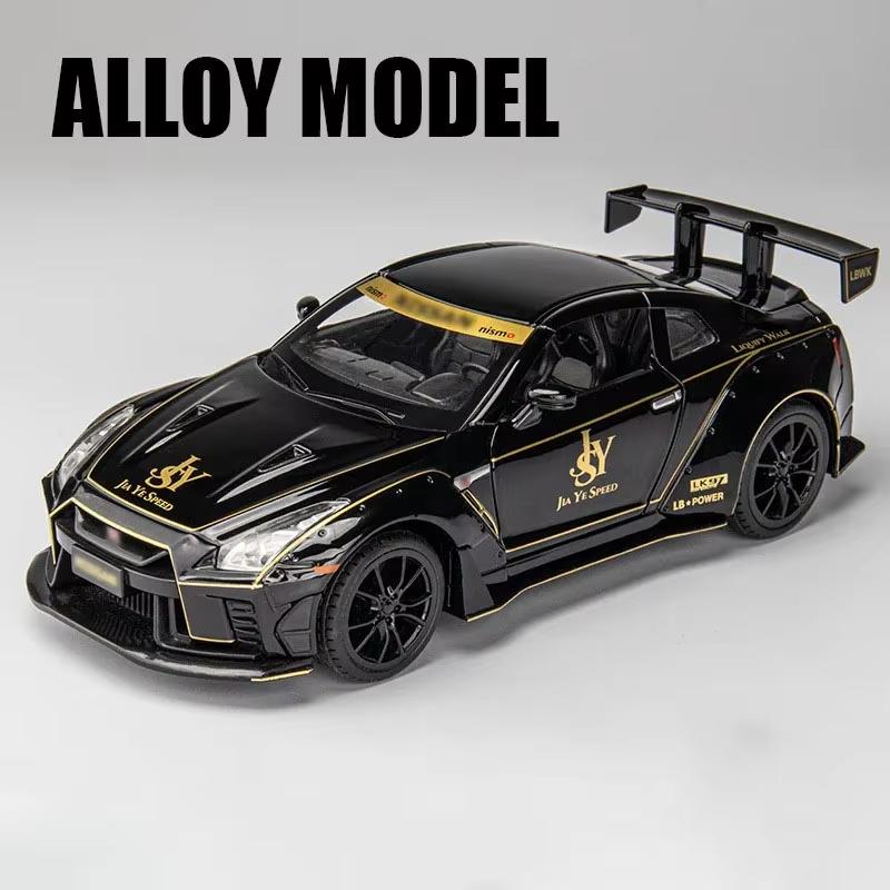 1:22 Scale 963 GTR Sports Car Model Toy Sound Light Doors Opened High Simulation Metal Diecast Supercar Models Gifts for Boys