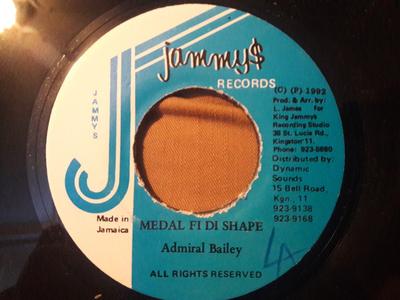 7inch Record ADMIRAL BAILEY - Medal Fi Di Shape NONE Jammy's Records 1992 Jamaica Reggae, Ska & Dub Used