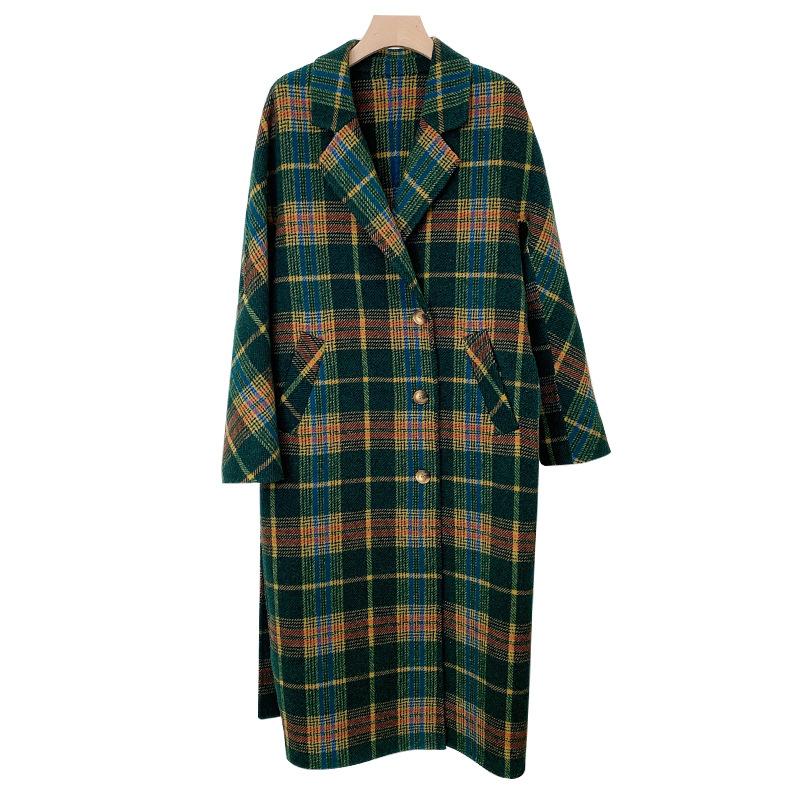 

Персонализированное ретро двустороннее пальто из кашемира ручной работы, универсальное утолщенное шерстяное пальто для通勤 для женщин M