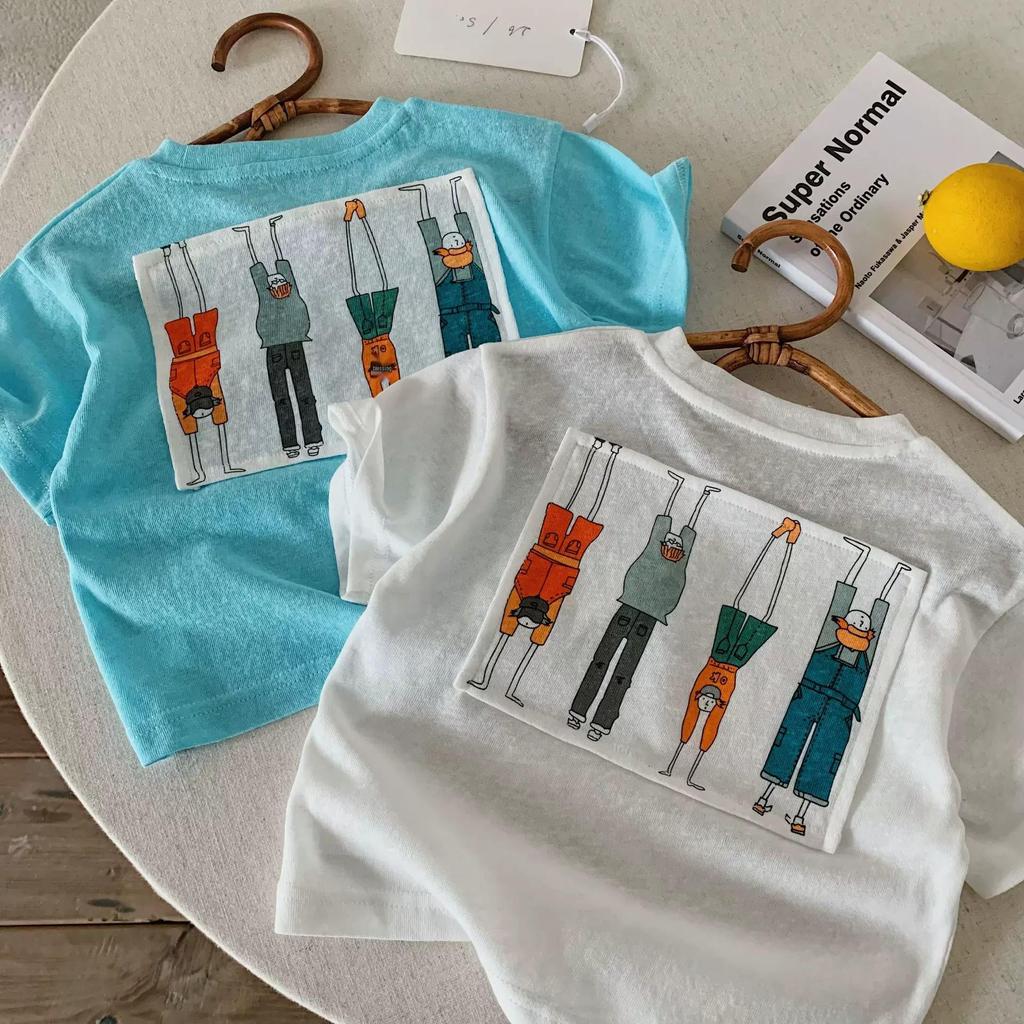 2026 Summer Children's Cartoon Applique T-shirt – Short Sleeve, Loose Fit, Breathable