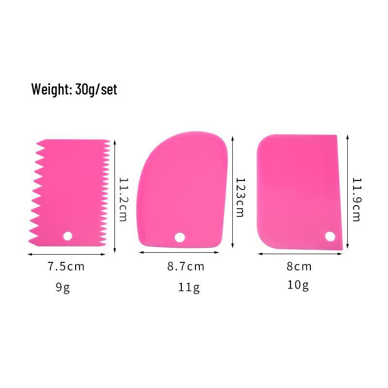 Three-Piece Plastic Cake and Dough Scraper Set
