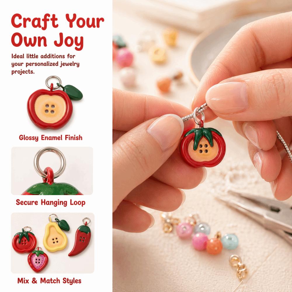Drop Oil Craft Finish Enamel Mini Pendants Copper Vegetable Drop Oil Beads Necklace Custom Craft