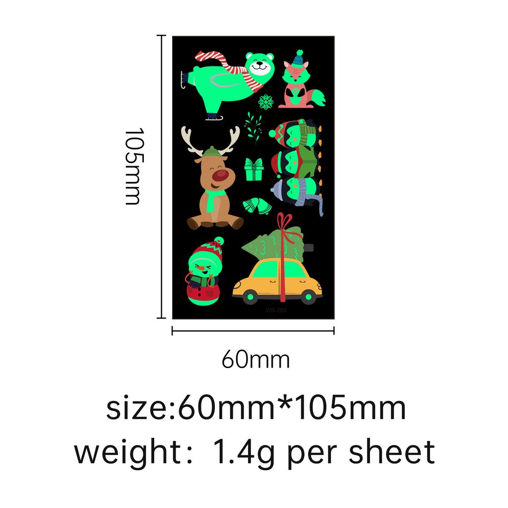 New Cross-border Christmas Luminous Tattoo Stickers Children's Cartoon Waterproof Sweat Party Holiday Green