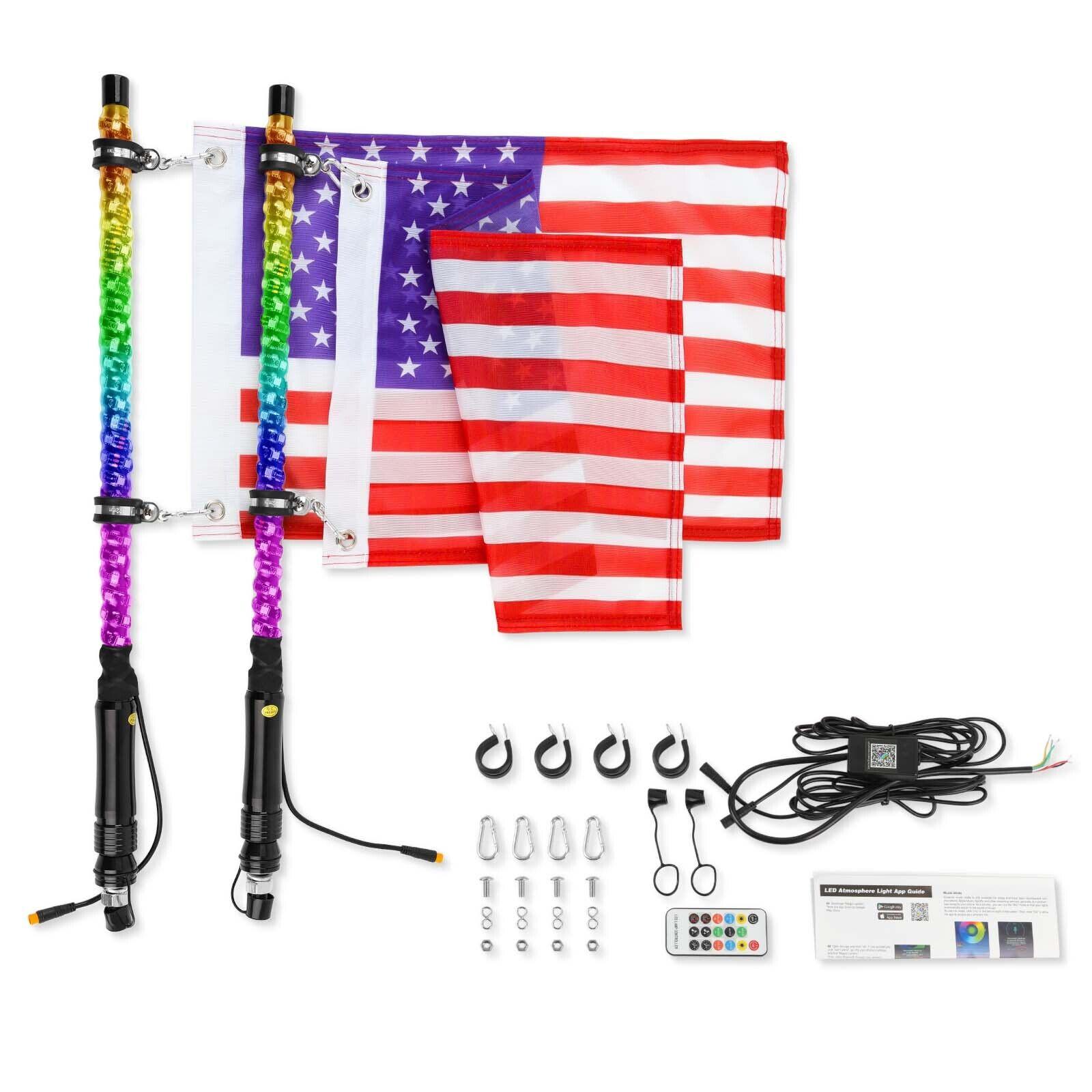 

2 шт. 4 фута 5050RGB Bluetooth и пульт дистанционного управления цветные спиральные светодиодные штыревые фонари освещенные штыревые антенны для квадроцикла Polaris RZR