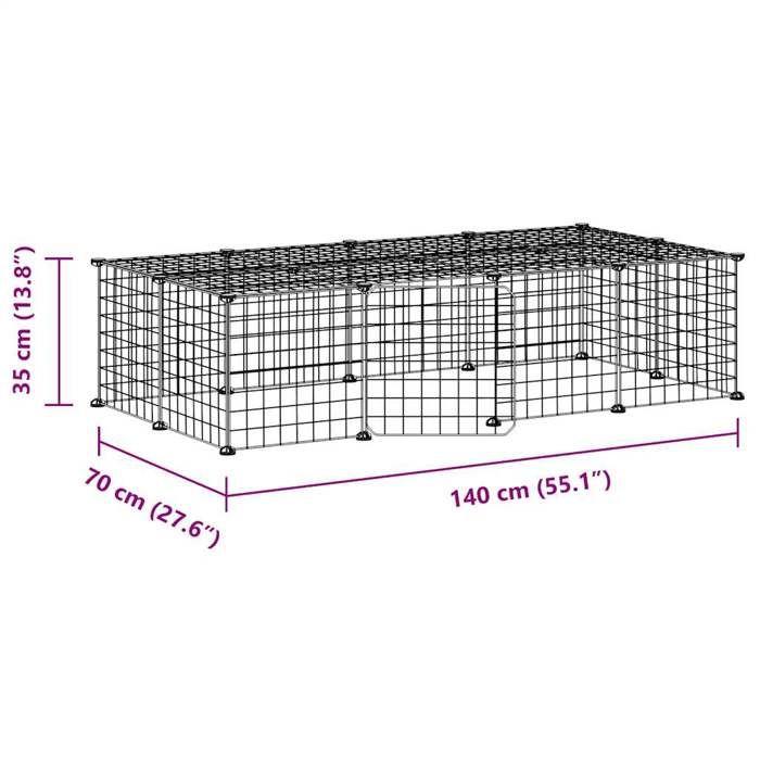3114055 vidaXL Cage animaux de compagnie à 20 panneaux et porte Noir 35x35 cm