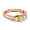 Zitronenquarz Runder Drei-Stein-Ring - 925er Sterlingsilber Roségold Vergoldet