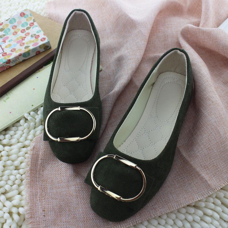 Nieuwe Mode Vierkante Neus Flock Dames Flats Lage Mond Instapper Lente Herfst Damesschoenen Metalen Ring Enkele Schoenen Vrouw WSH2443