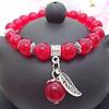 Pulsera de cristal de ágata roja hecha a mano con piedras de calcedonia para mujer