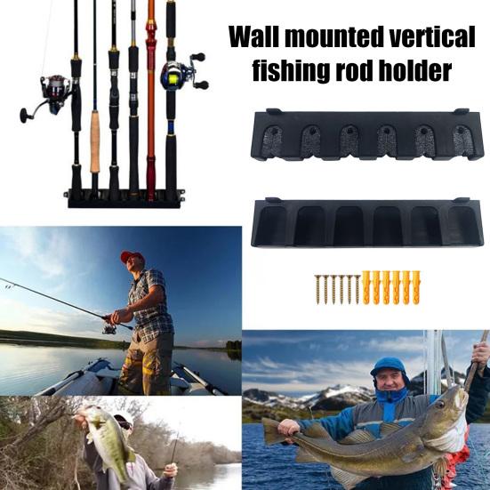 Suporte de parede para vara de pescar 6/8 furos multifuncional vertical horizontal vara de pesca display armazenamento organizador suporte acessórios de pesca