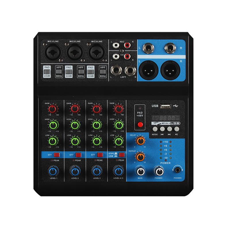 5-Channel USB Bluetooth DJ Mixer: Driver-Free Sound Card for Live Broadcast, Home, and Stage Use