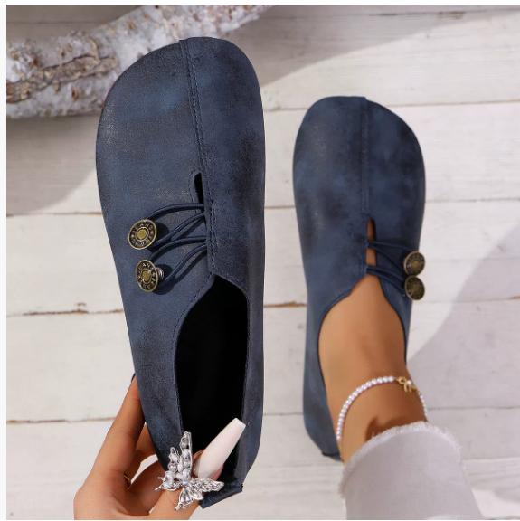 

Удобная обувь на плоской подошве с круглым носком для женщин, украшенная пряжкой, однотонная, повседневная, дышащая, легко надевать, женская обувь 36 королевский синий