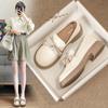 Augustine Loafers Women's New Summer Bow British Style Small White Leather Shoes Platform Single Shoes
