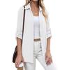 Women's Casual Button Down Long Sleeve Shirt Lapel Collared Blouse with Roll-Up Sleeve Tabs Loose Fit Tops