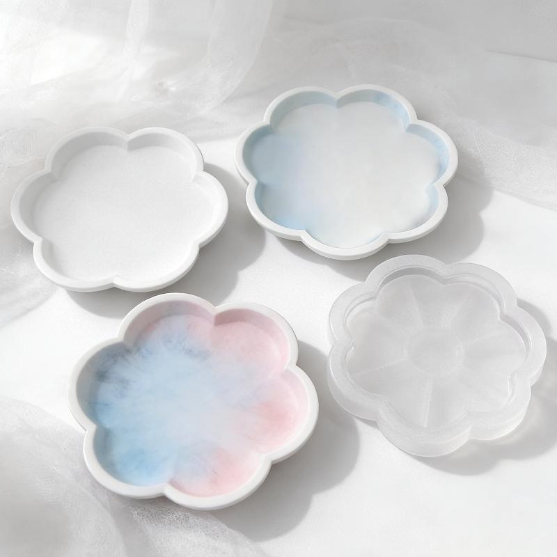 Flower/Round Shape Tray Silicone Mold Diy Handmade Storage Tray Plaster Epoxy Resin Molds Crafts Making Home Decor