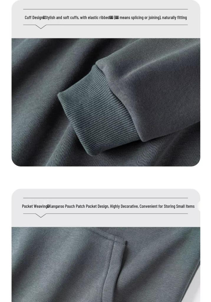 Men's Heavyweight Iron Gray Fleece Hoodie - Warm, Loose Fit for Autumn/Winter