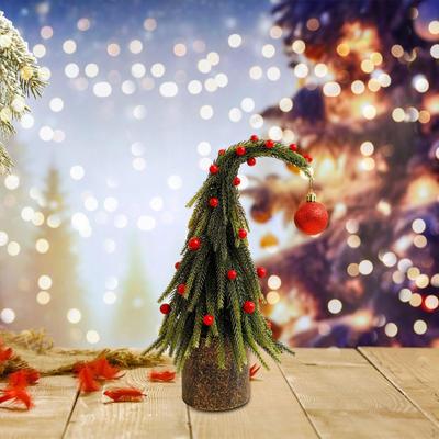 Artificial Mini Christmas Tree Decor with Crooked Top Party for Holiday