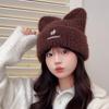 Japanese Cute Woolen Hat for Women in Autumn and Winter Fashion Versatile Ear Protection Pullover Hat Big Head Circumference Cat Ear Knitted Hat