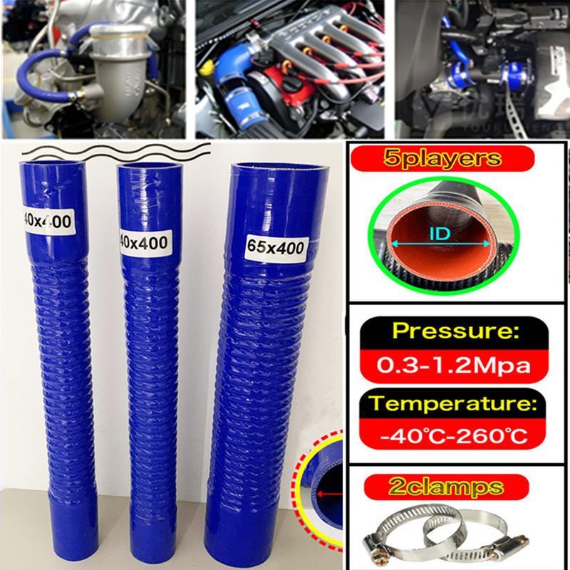 Universal Length 400mm Silicone Flexible Steel Wire Corrugated Hose Air Intake Pipe Radiator Tube High Pressure Temperature