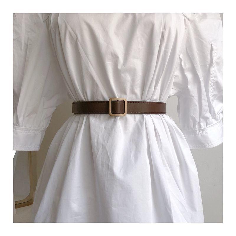 Ontrend Soft Womens Pu Square Buckle Belt Suitable For School And Casual Styles Everyday
