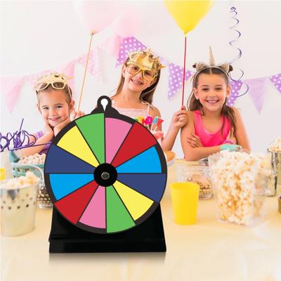 Roda da Sorte Arco-Íris de Acrílico de 8 Polegadas com 12 Slots Roda Giratória Apagável a Seco com Suporte Girador da Fortuna DIY Roleta Mesa de Jogo de Festa Adereços