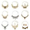 Bohemian Exotic Rhinestone Tassel Necklace & Earrings Set In Antiqued Alloy