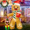 Lighted Christmas Inflatable Figurine Large Cute Blow Up Snowman Penguin Gingerbread Man Santa Ornaments with Built-in LED Light for Lawn Party Decor