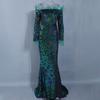 Cross-Border Sequined Evening Dress for Women, New European and American Style, Feather Long-Sleeve Party Gown, Long Dress for Toasting