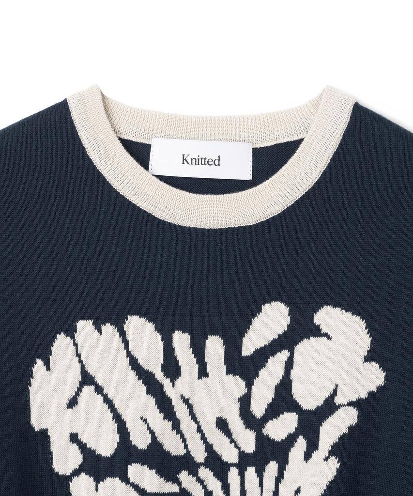 KNITTED (W) Cotton Logo Ringer Knit Navy