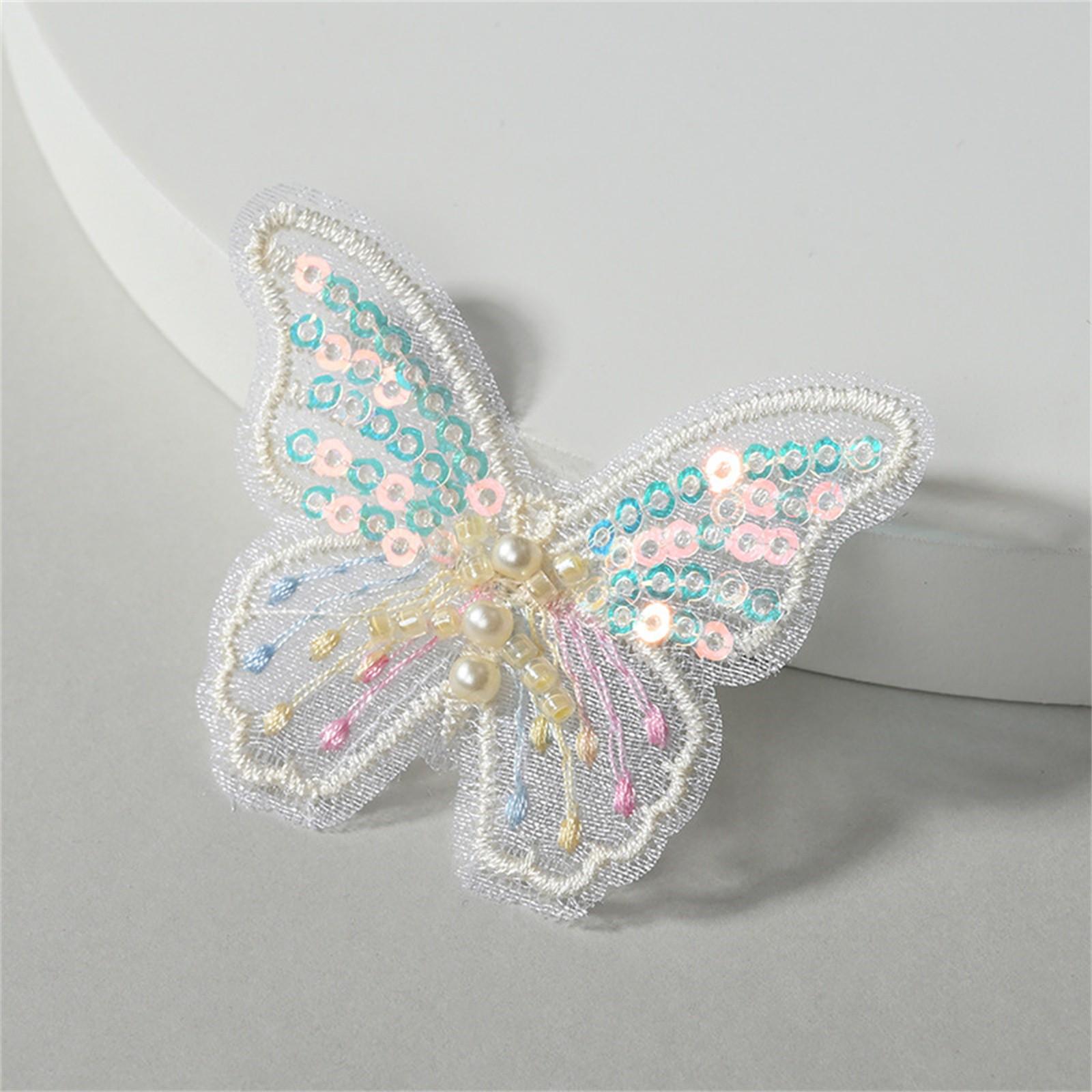 

100 шт 62*48 мм изысканные пайетки вышитые сетчатые бабочки для DIY головных уборов заколки для волос декор одежды шляпы обуви швейные заплатки One Size бежевый