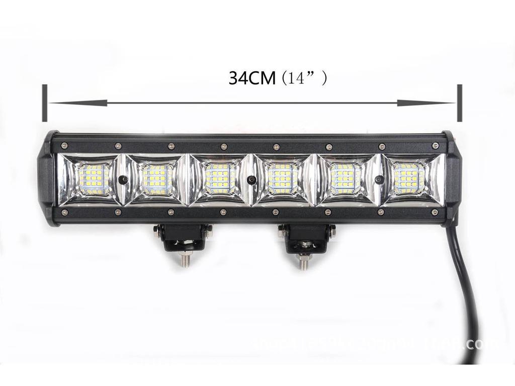 54W Single Row LED Flood Light Bar with Double Holes