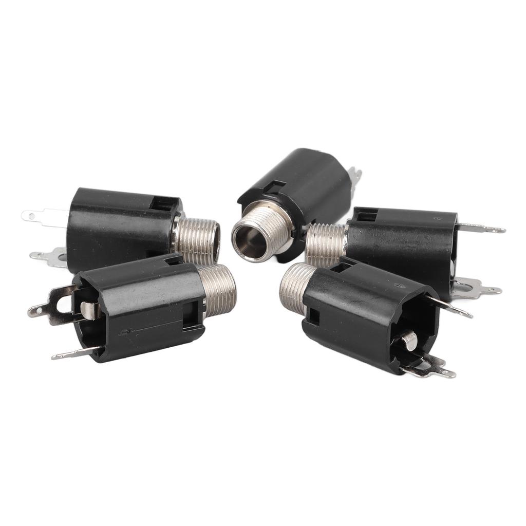 5Pcs Stereo Jack Socket 6.35mm 2 Channel Input 3P Connector Pickup Jack Socket for Replacement