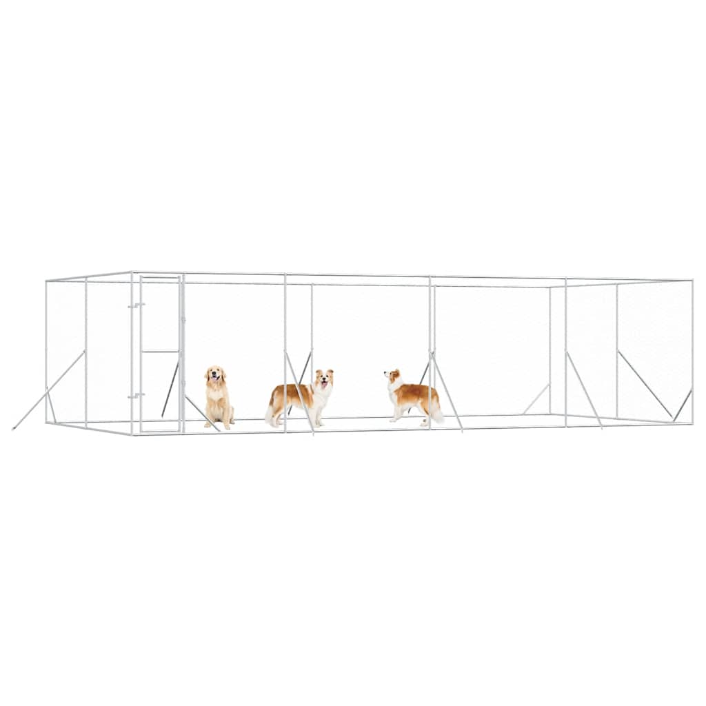 Vidaxl Kojec Zewnętrzny Dla Psa, Srebrny, 8X4X2 M, Stal Galwanizowana