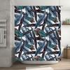 Rideau de douche imprimé plumes Tissu imperméable Décor de salle de bain pour décorations d'intérieur Couleur Bleu Vert Noir Blanc 180x243cm 70.9x9