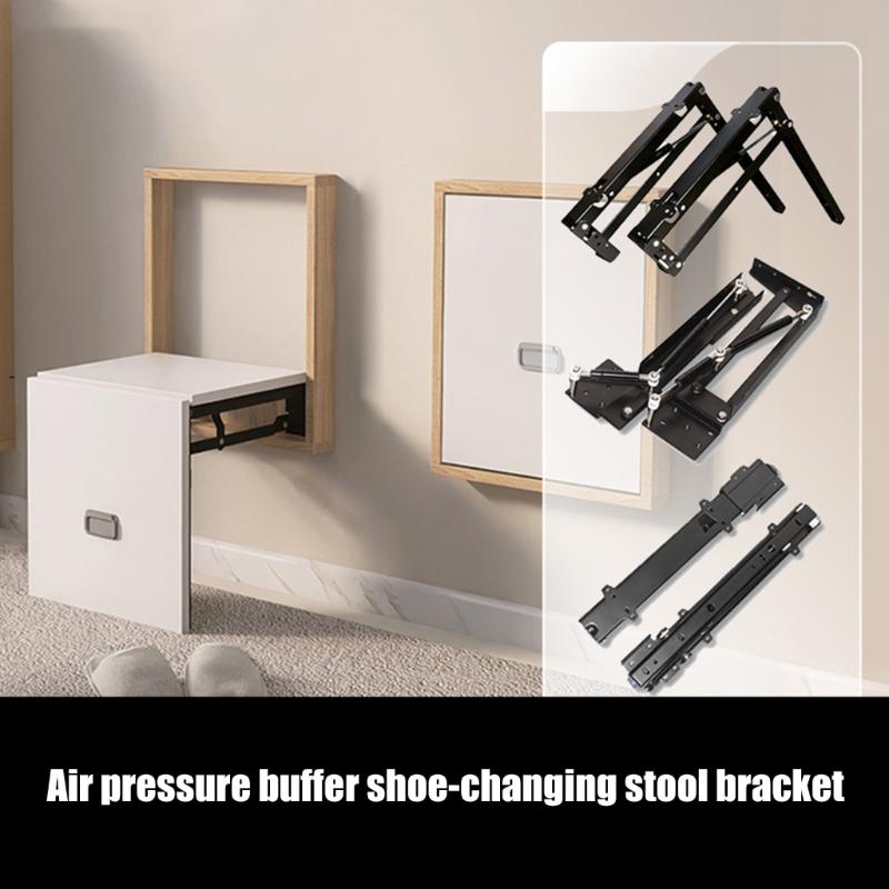 Hydraulic Buffer Concealed Flip Down Stool Hardware Convenient for Wall Mounted Shoe Cabinets and Furniture Hardware