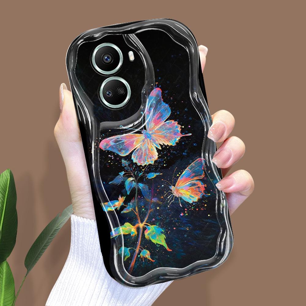 

Для Honor 90 Lite P30 Pro Infinix Hot 30 40 40i 40 Pro Smart 8 Pro Vivo V29e V30e Мечтательный красочные бабочки волнистый край мягкий силиконовый чехол для телефона Infinix Hot 40 Pro чёрный