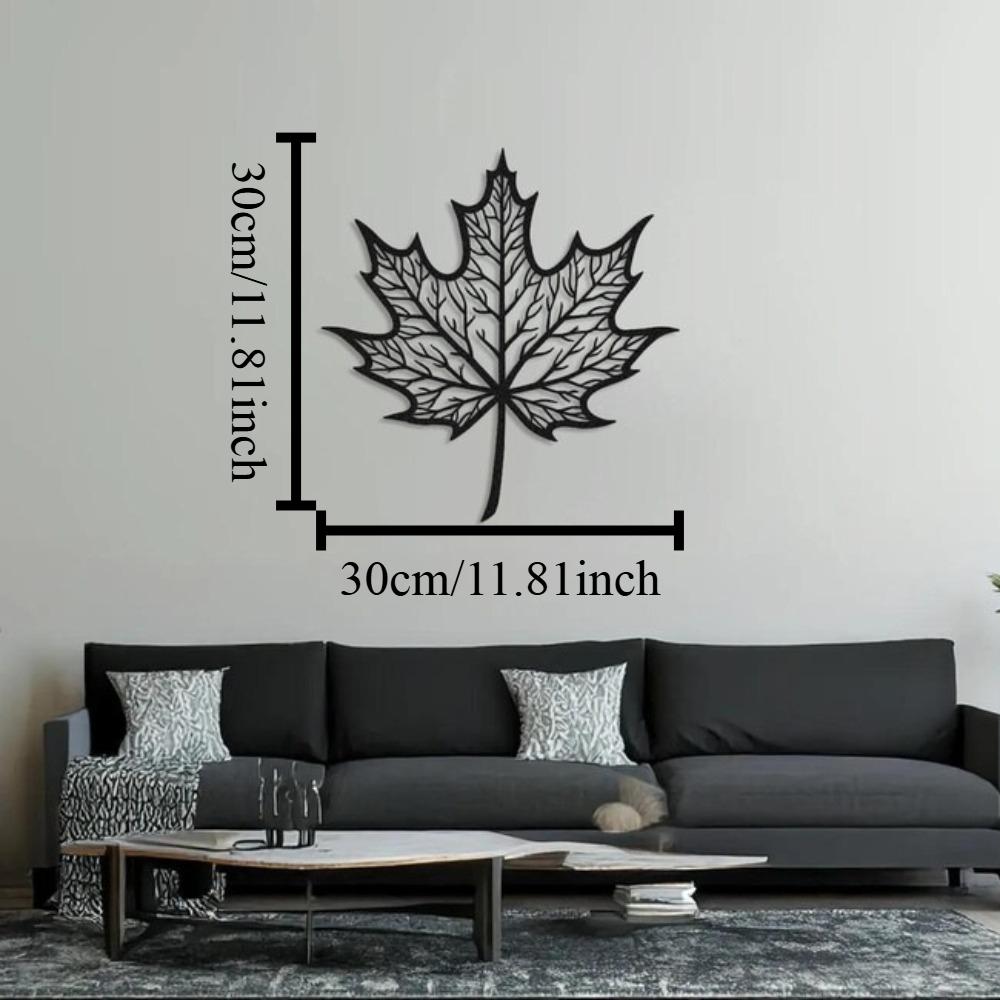 Black Metal Leaf Wall Art, Modern Botanical Decor, Nature Inspired Sculpture, Maple Leaf Hanging, Fireplace Accent 12in чёрный