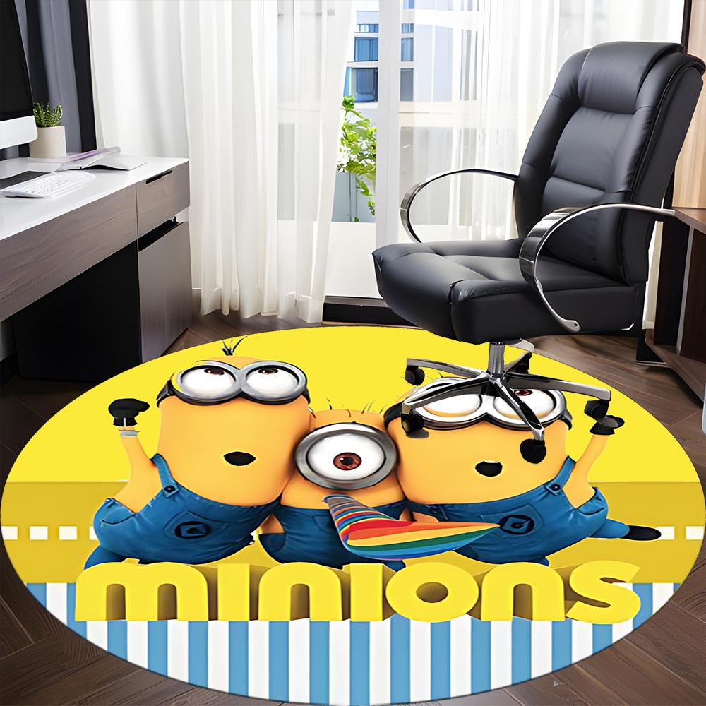1pc Minions Office Round Area Rug, Bedroom Living Room Home Decor, Room Deco, Offic A1016181