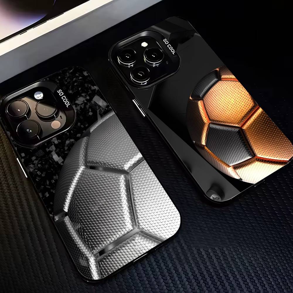 F-Football S-Soccer stitch texture Phone Case For iPhone 17,16,15,14,13,12,11 Plus,Pro Max,XS,Colorful Silver Black Cover